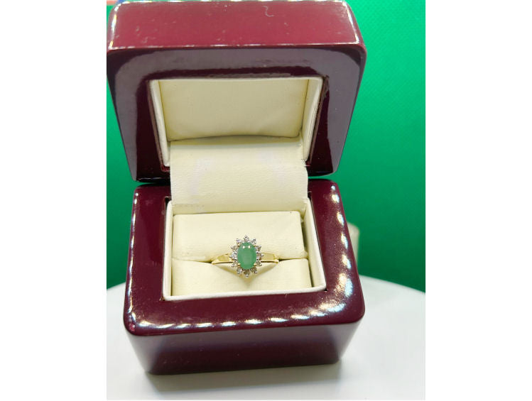1.14ct Emerald & Diamond Ring in 14K Yellow Gold