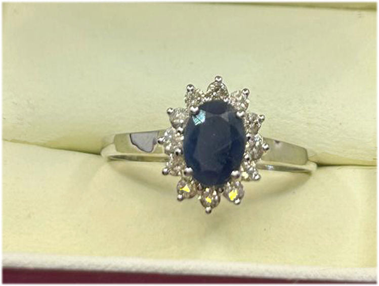 1.14ct Sapphire & Diamond Ring in 14K White Gold