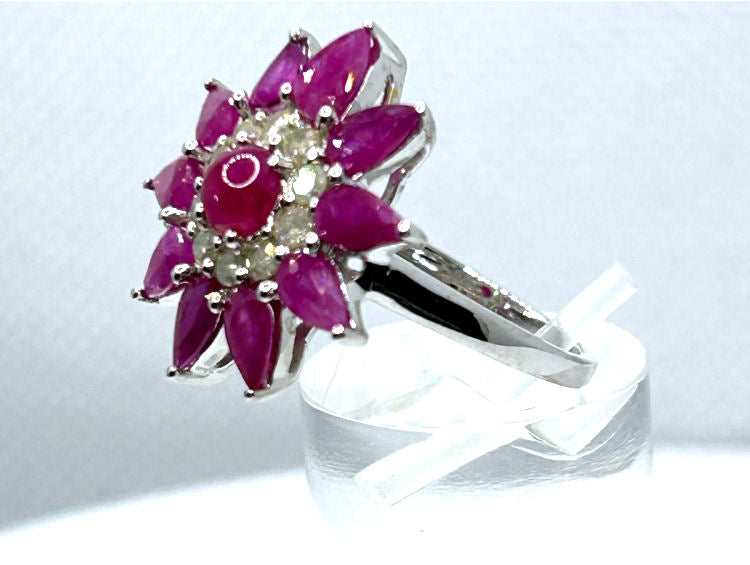 3.24ct Ruby & Diamond Ring in 18K White Gold