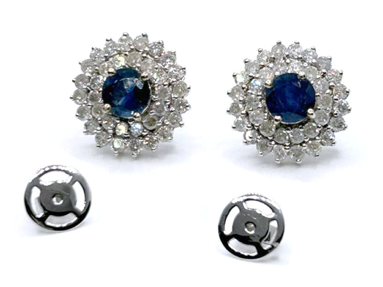 5.98ct Ceylon Sapphire & Diamond Earrings in 12K White Gold