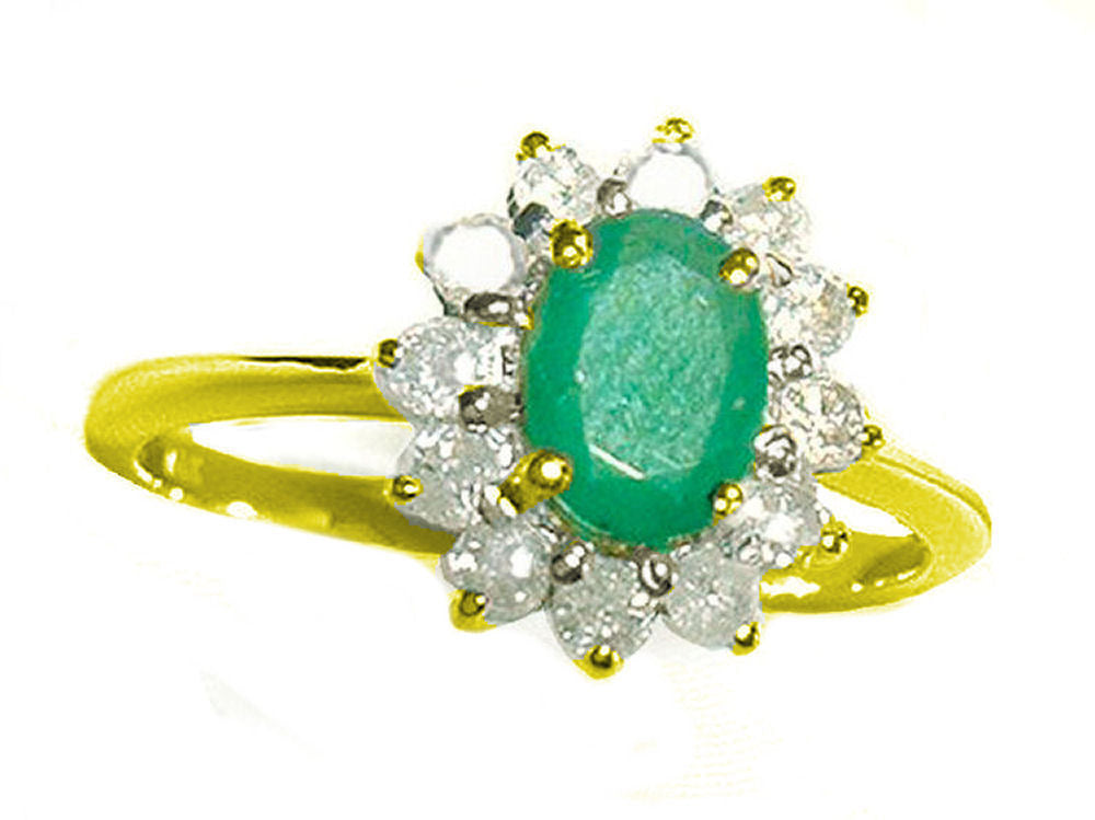 1.14ct Emerald & Diamond Ring in 14K Yellow Gold