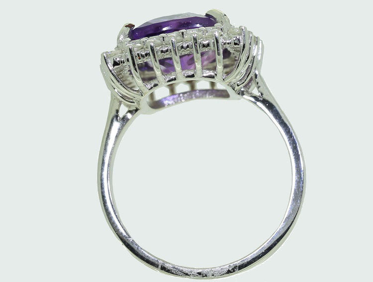 5.10ct Amethyst & Diamond Ring in 14K White Gold