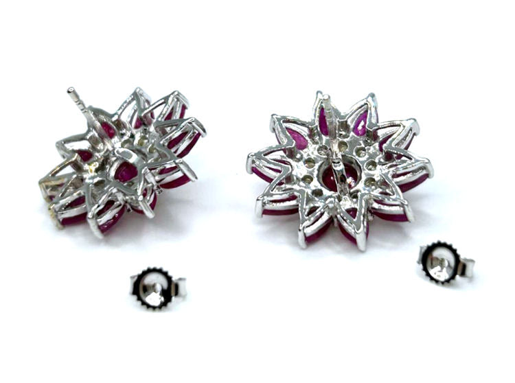 6.47ct Ruby & Diamond Earrings in 18K White Gold