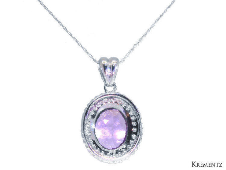 4.60ct Amethyst and Diamond Necklace In 14kt White Gold