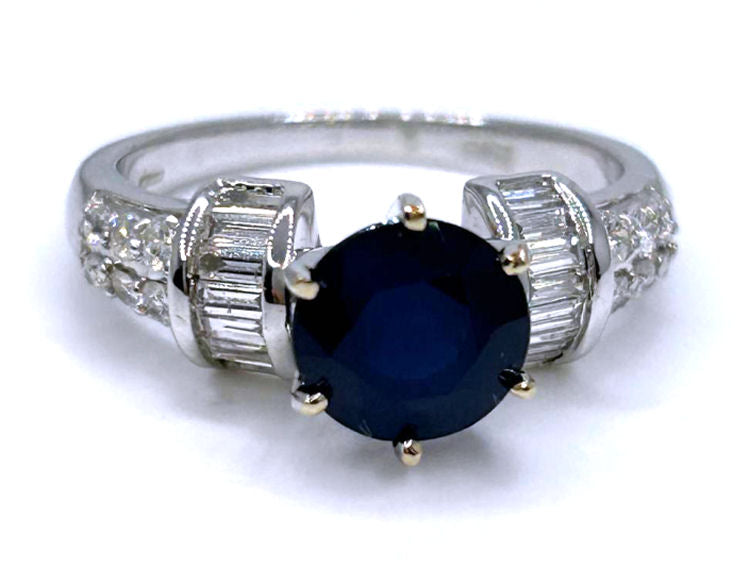 2.55ctw Diamond and Ceylon Sapphire Set in 18K White Gold Ring