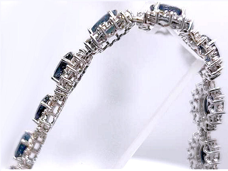 30.40ct Sapphire & Diamond Necklace & Earrings Set in 9K White Gold