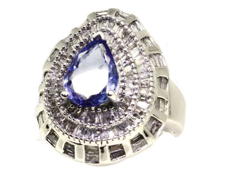 4.45ct Tanzanite & Diamond Ring in 14K White Gold