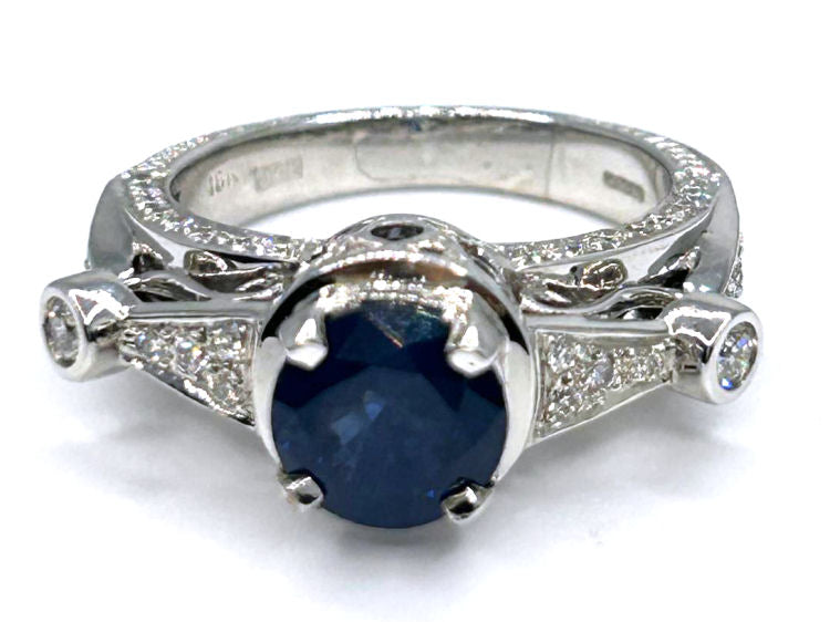 2.57ct Ceylon Sapphire & Diamond Ring in 18K White Gold