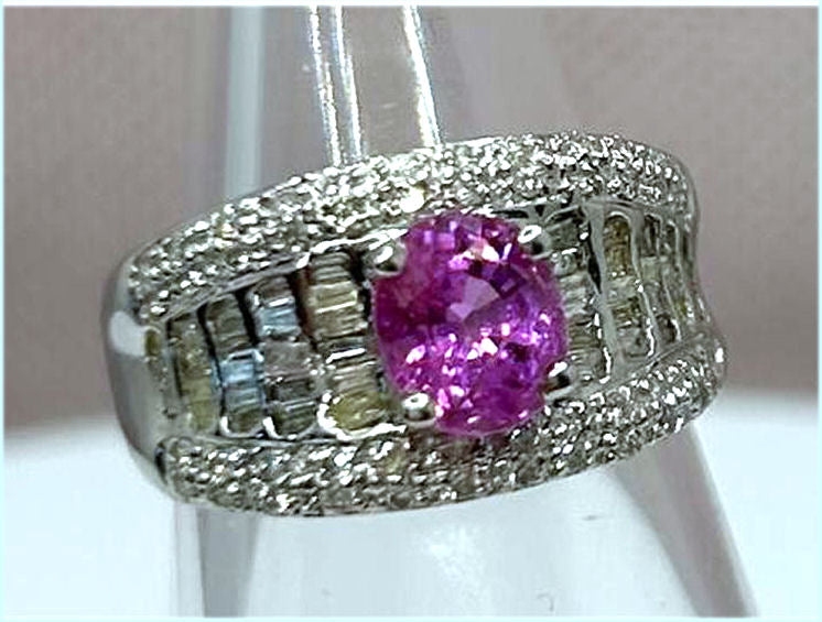 2.0 Carat Sapphire Diamond Ring in 14k White Gold