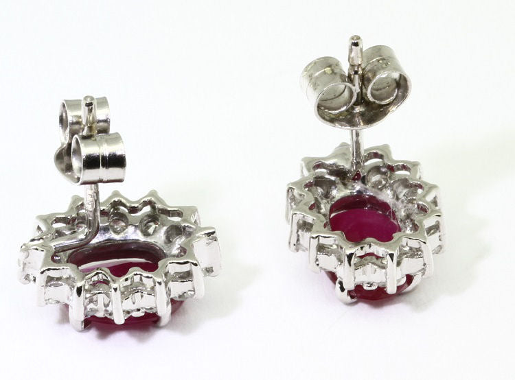 2.50ct Ruby & Diamond Earrings in 14K White Gold