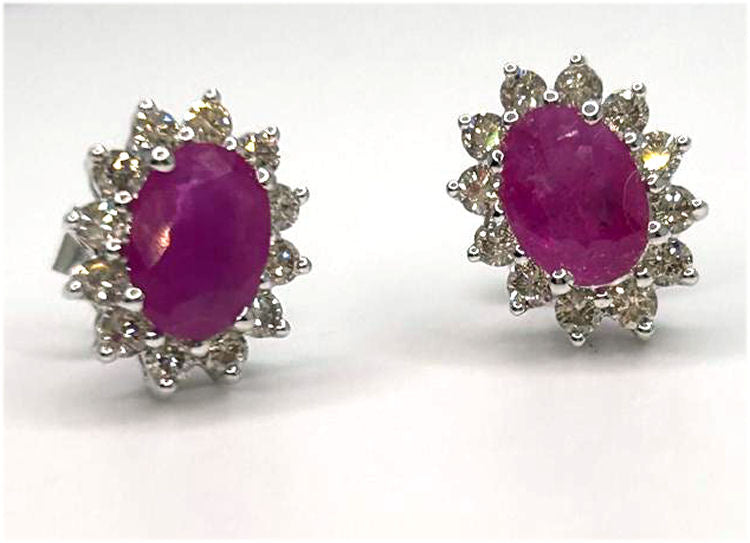 30.40ct Ruby & Diamond Necklace & Earrings Set in 9K White Gold