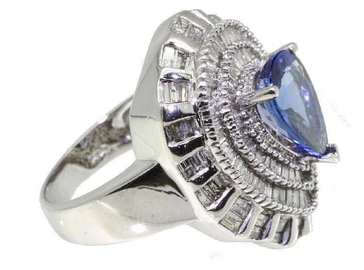 4.45ct Tanzanite & Diamond Ring in 14K White Gold