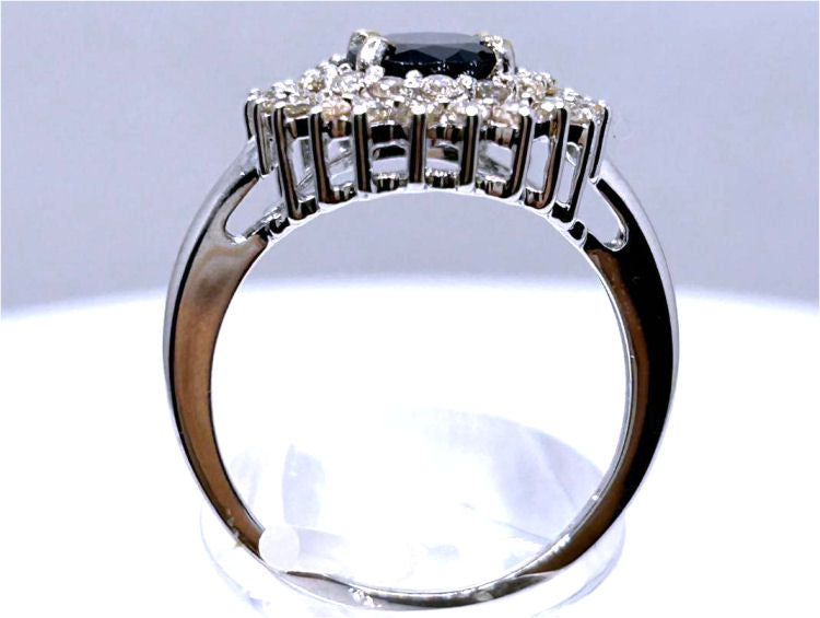 2.60 ctw Diamond and Sapphire Set in 18K White Gold Ring