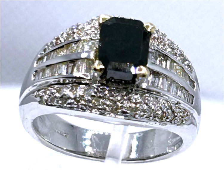 2.06ct White & Black Diamond Ring in 14k White Gold