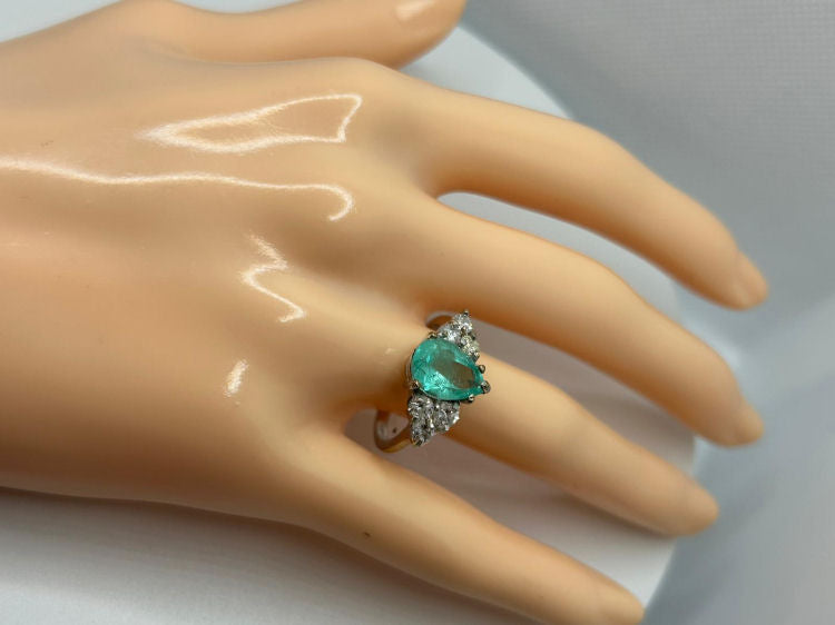2.43ct Colombian Emerald & Diamond Cluster Ring in 14K White Gold