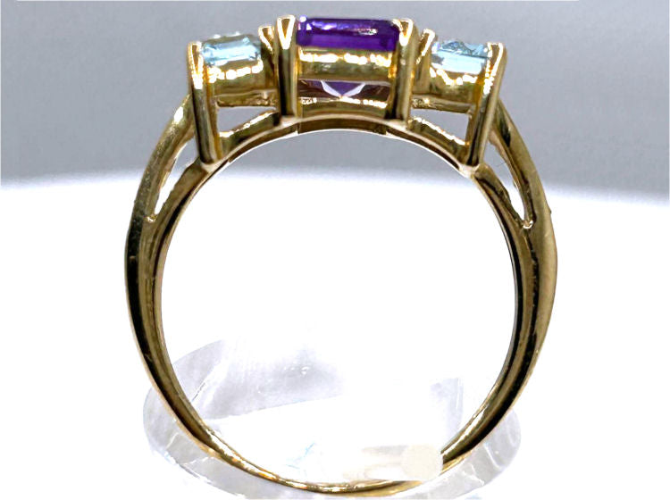 2.76ct Amethyst, Topaz & Diamond Ring in 10K Yellow Gold