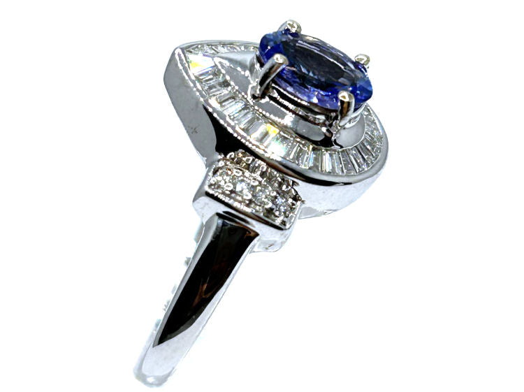 1.90ct Tanzanite & Diamond Ring in 18K White Gold