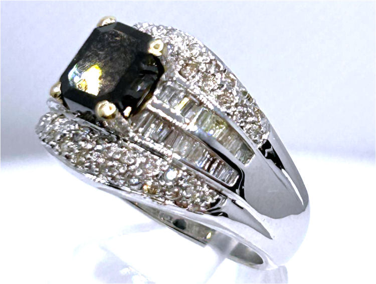 2.06ct White & Black Diamond Ring in 14k White Gold