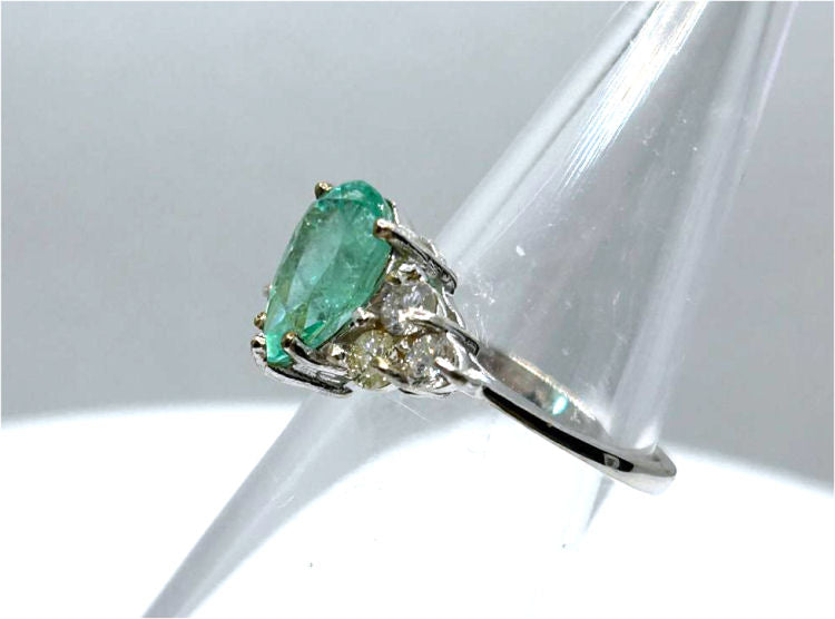 2.43ct Colombian Emerald & Diamond Cluster Ring in 14K White Gold