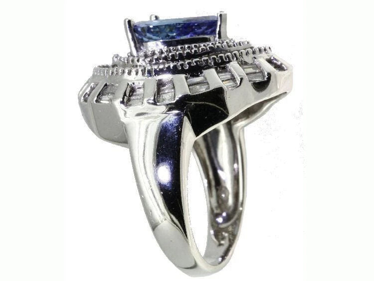 4.45ct Tanzanite & Diamond Ring in 14K White Gold