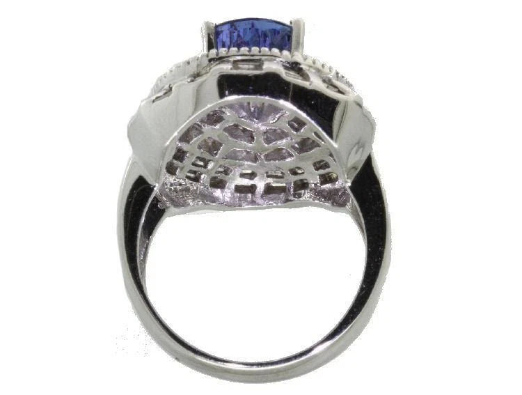 4.45ct Tanzanite & Diamond Ring in 14K White Gold