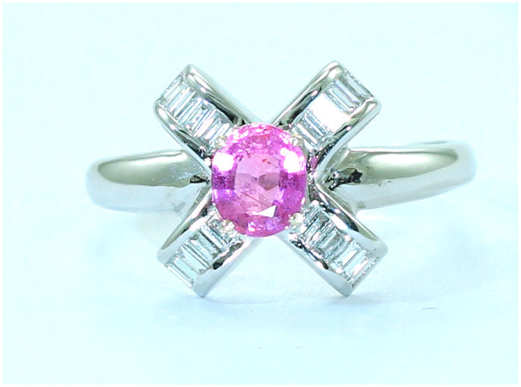 0.96 Carats Sapphire VS Diamond ring in 18k White Gold