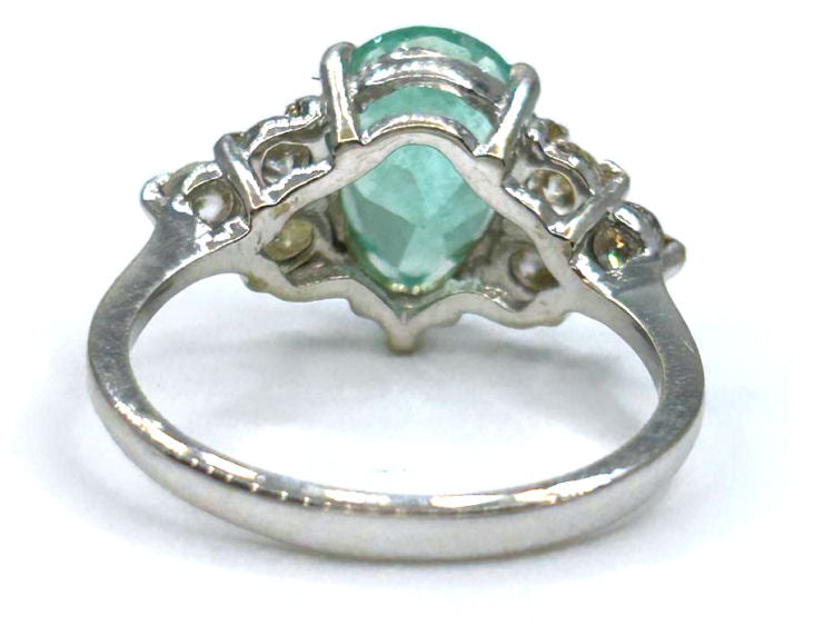 2.43ct Colombian Emerald & Diamond Cluster Ring in 14K White Gold