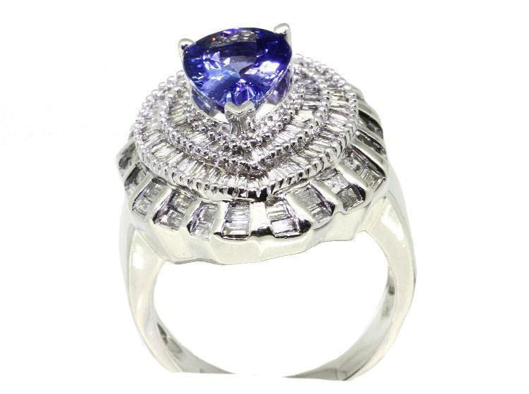 4.45ct Tanzanite & Diamond Ring in 14K White Gold