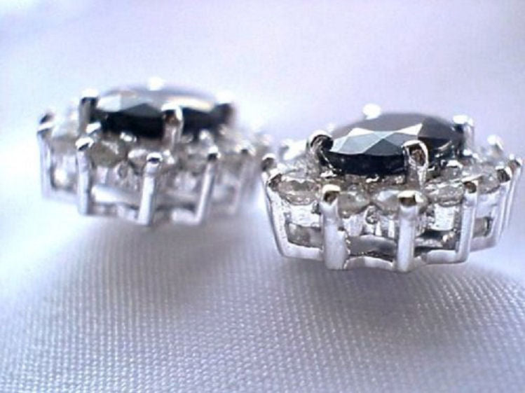 Sparkling 2.5ct Diamond &Sapphire Earrings in 14K Gold