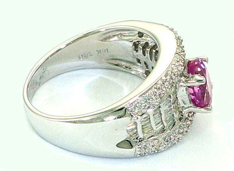 2.0 Carat Sapphire Diamond Ring in 14k White Gold