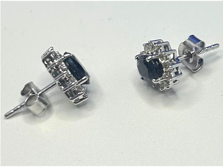 Sparkling 2.5ct Diamond &Sapphire Earrings in 14K Gold