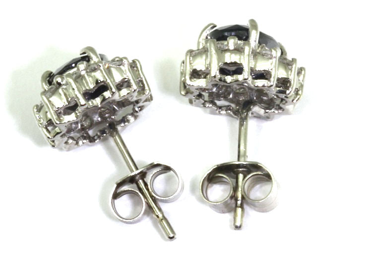 Sparkling 2.5ct Diamond &Sapphire Earrings in 14K Gold
