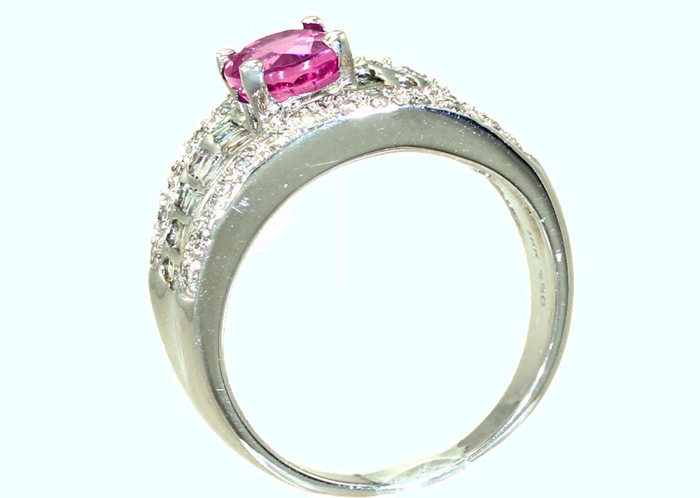 2.0 Carat Sapphire Diamond Ring in 14k White Gold