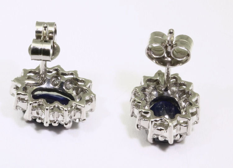 Sparkling 2.5ct Diamond &Sapphire Earrings in 14K Gold