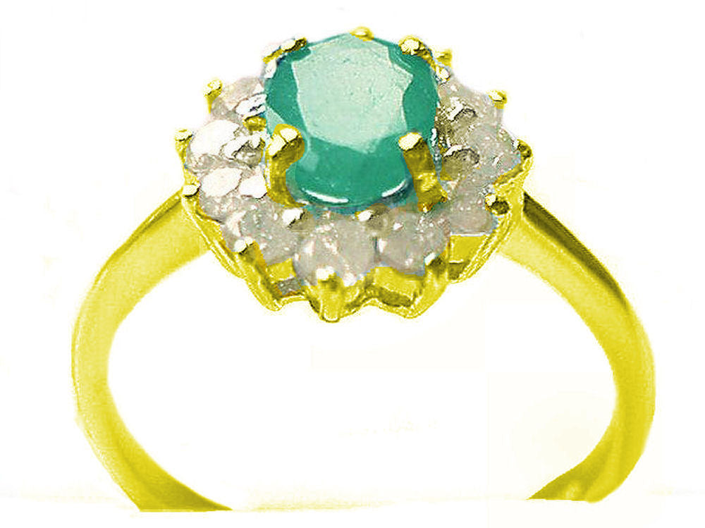 1.14ct Emerald & Diamond Ring in 14K Yellow Gold