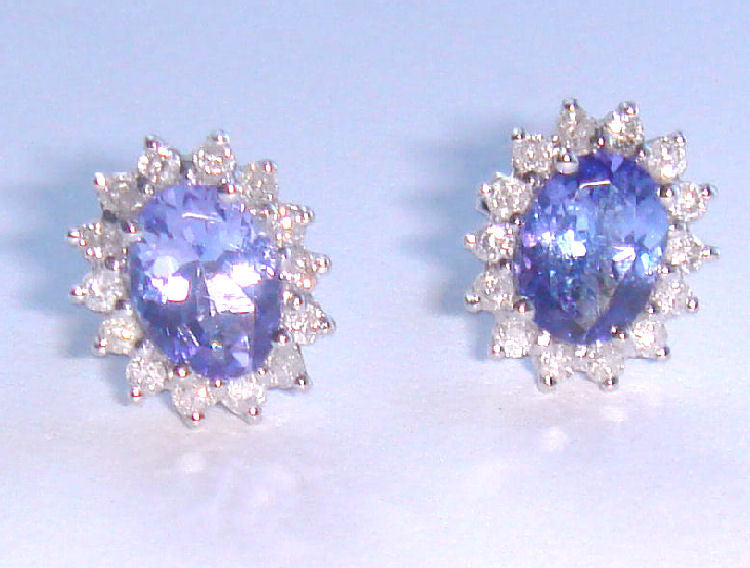 2.50ct Tanzanite & Diamond Earrings in 14K White Gold