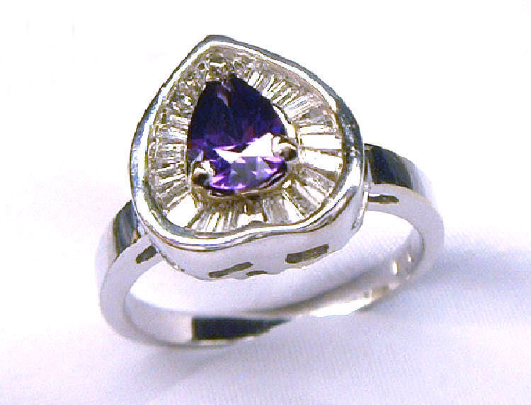 1.50ct Amethyst & Diamond Ring in 14K White Gold