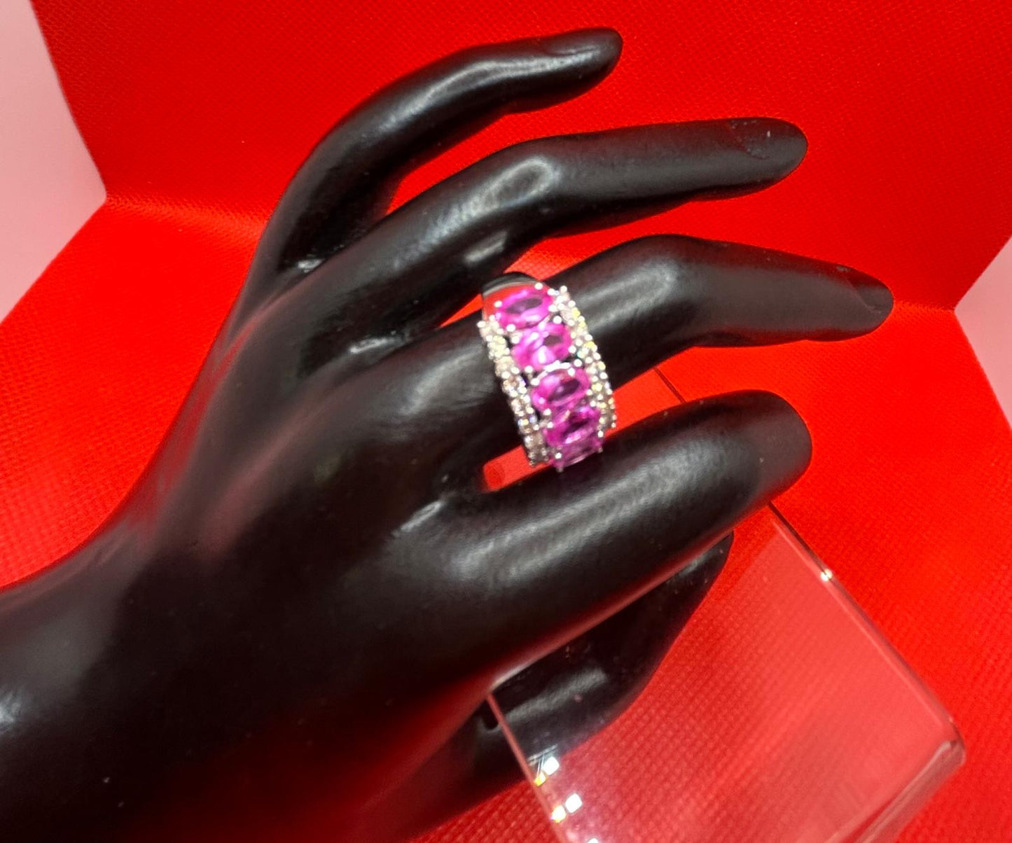 2.95ctw Diamond and Pink Sapphire Set in 18K White Gold Ring