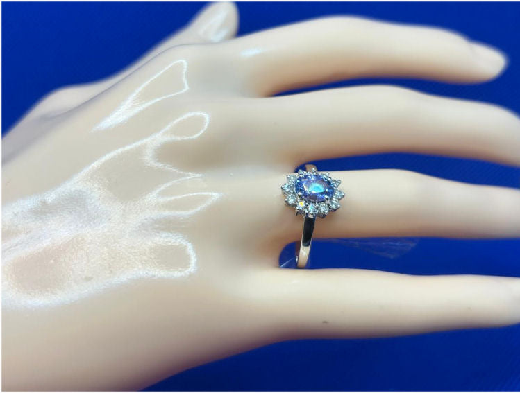 1.14ct Tanzanite & Diamond Ring in 14K White Gold