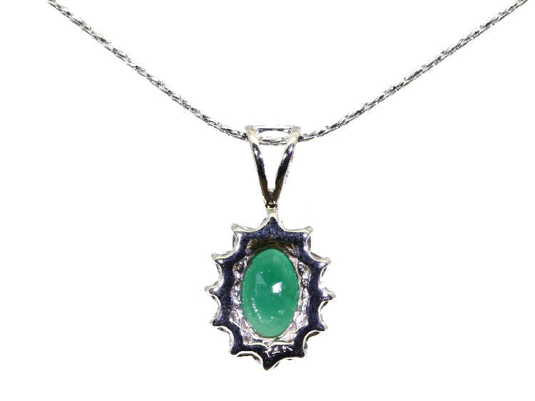 1.14ct Emerald & Diamond Necklace in 18K & 14K White Gold