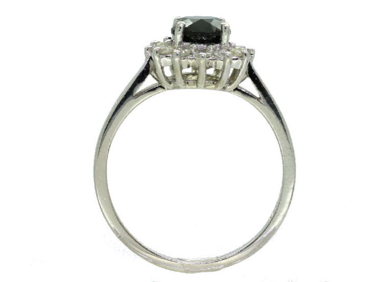 1.00ct Black & White Diamond Ring in 14K White Gold