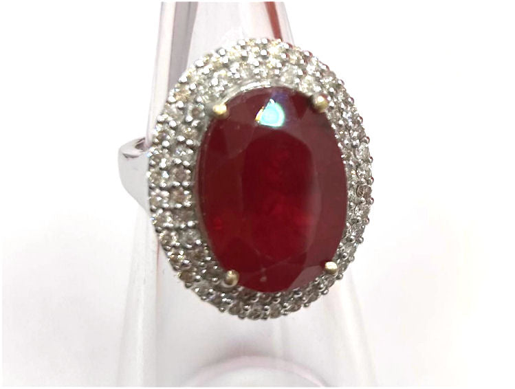 10.20ctw Diamond and Ruby Set in 18K White Gold Ring
