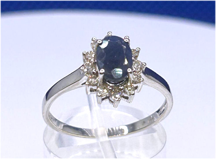1.14ct Sapphire & Diamond Ring in 14K White Gold