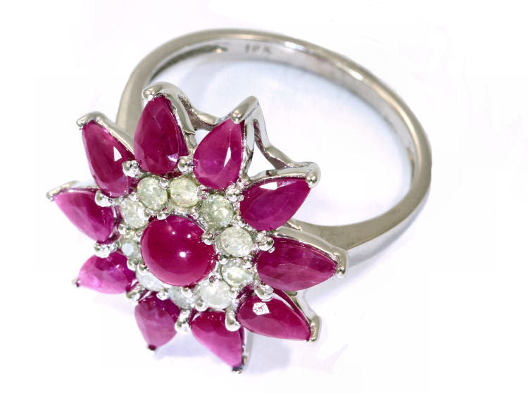3.24ct Ruby & Diamond Ring in 18K White Gold