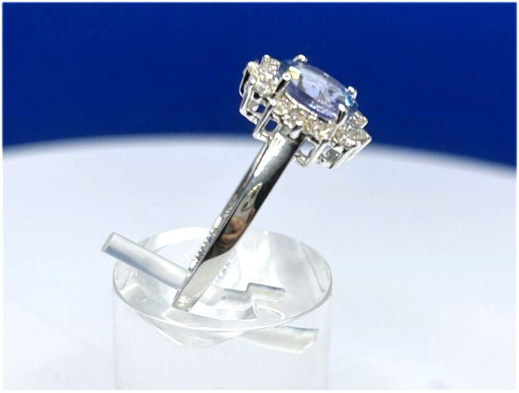 1.14ct Tanzanite & Diamond Ring in 14K White Gold
