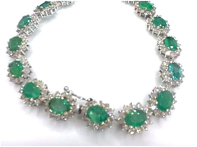 20.09ct Emerald & Diamond Bracelet in 14K White Gold