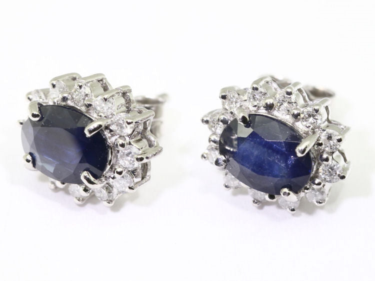 Sparkling 2.5ct Diamond &Sapphire Earrings in 14K Gold