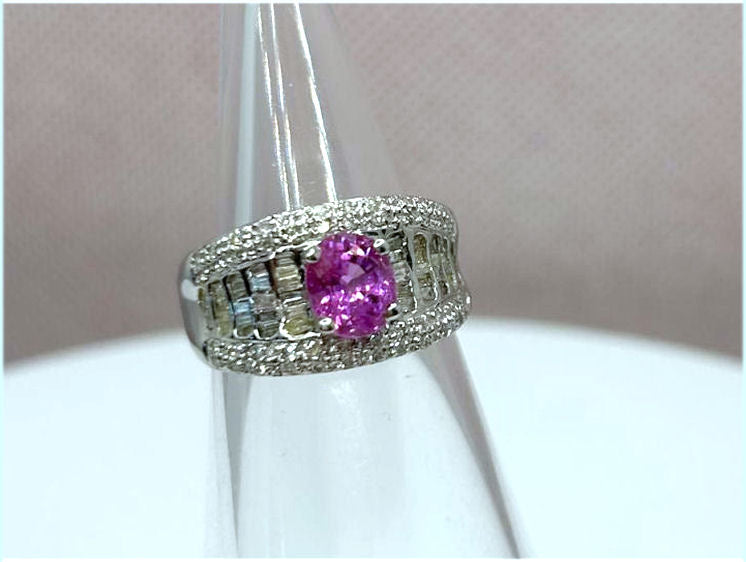 2.0 Carat Sapphire Diamond Ring in 14k White Gold
