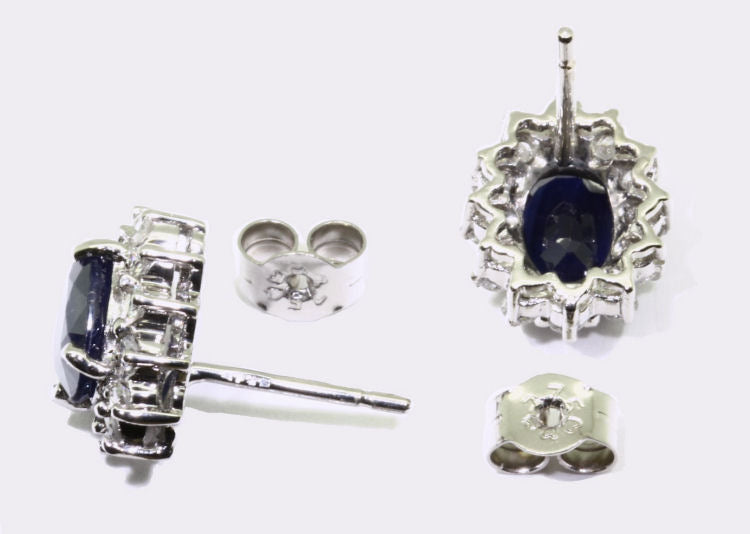 Sparkling 2.5ct Diamond &Sapphire Earrings in 14K Gold
