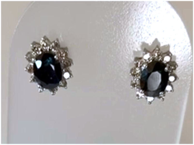 Sparkling 2.5ct Diamond &Sapphire Earrings in 14K Gold